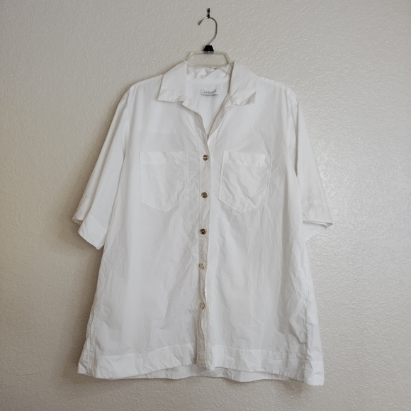 Sandro Abby oversized cotton shirt sleeve button down shirt sz 8 - Picture 2 of 9